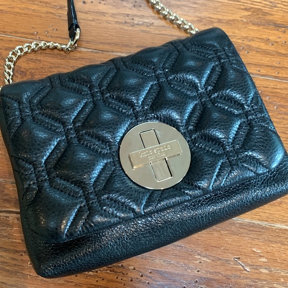 Kate Spade Astor Court Naomi Quilted Crossbody Bag Shimmer Black Chain Small - Picture 1 of 14